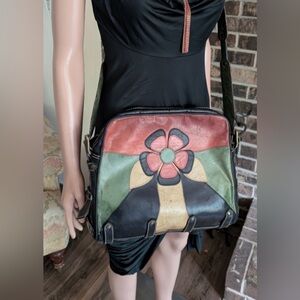 Isabella Fiore Vintage Floral Leather Crossbody Bag